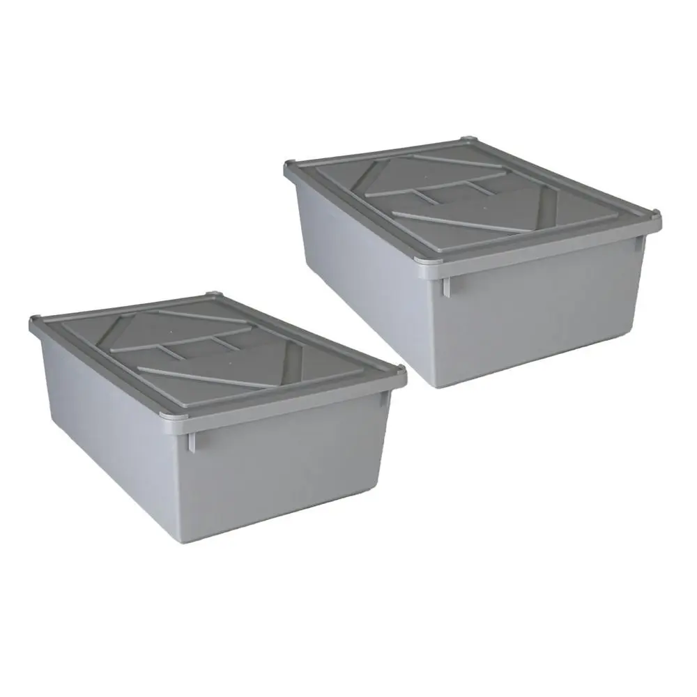 2x Boxsweden 24L/52cm Tetra Storage Box w/ Lid Stackable Home Organiser Assorted - Home & Garden