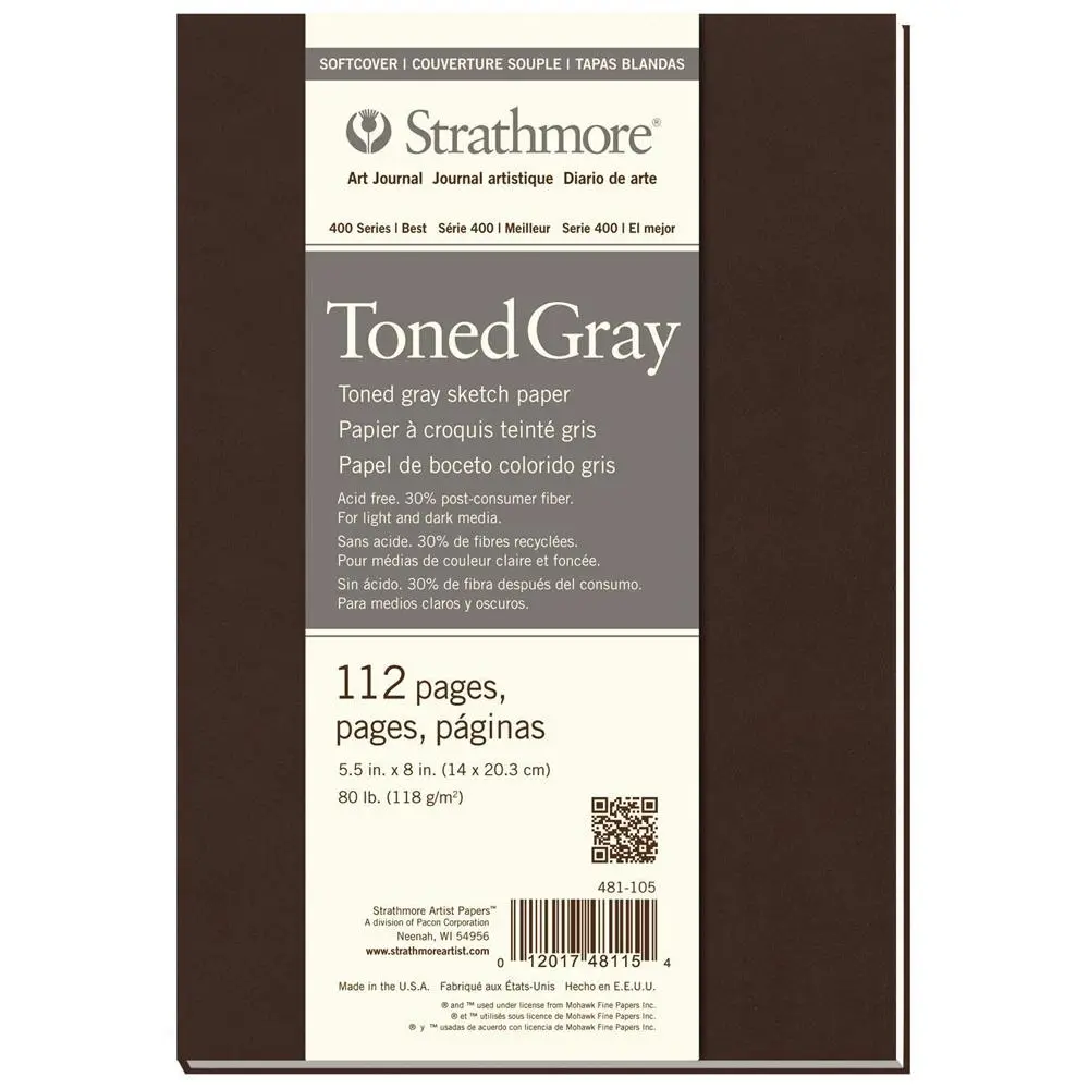 Strathmore 400 Series Toned Grey Softcover Art/Sketch Journal 5.5x8'' 112 Sheets - Office
