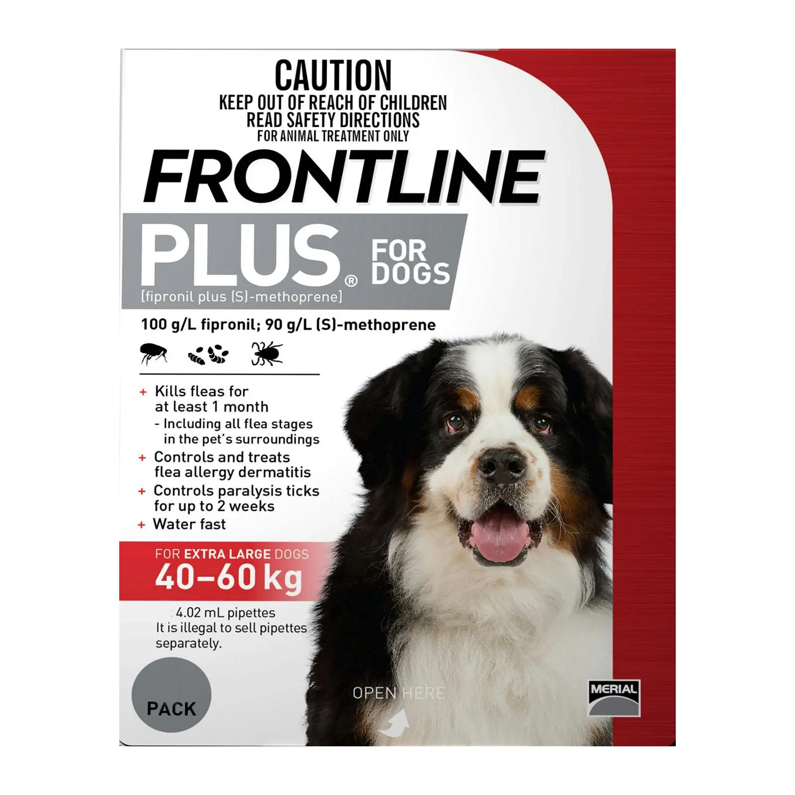 Frontline Plus For Extra Large Dogs 40 To 60Kg (Red) 12 Pipettes - Save up to 70% Off Pet Supplies
