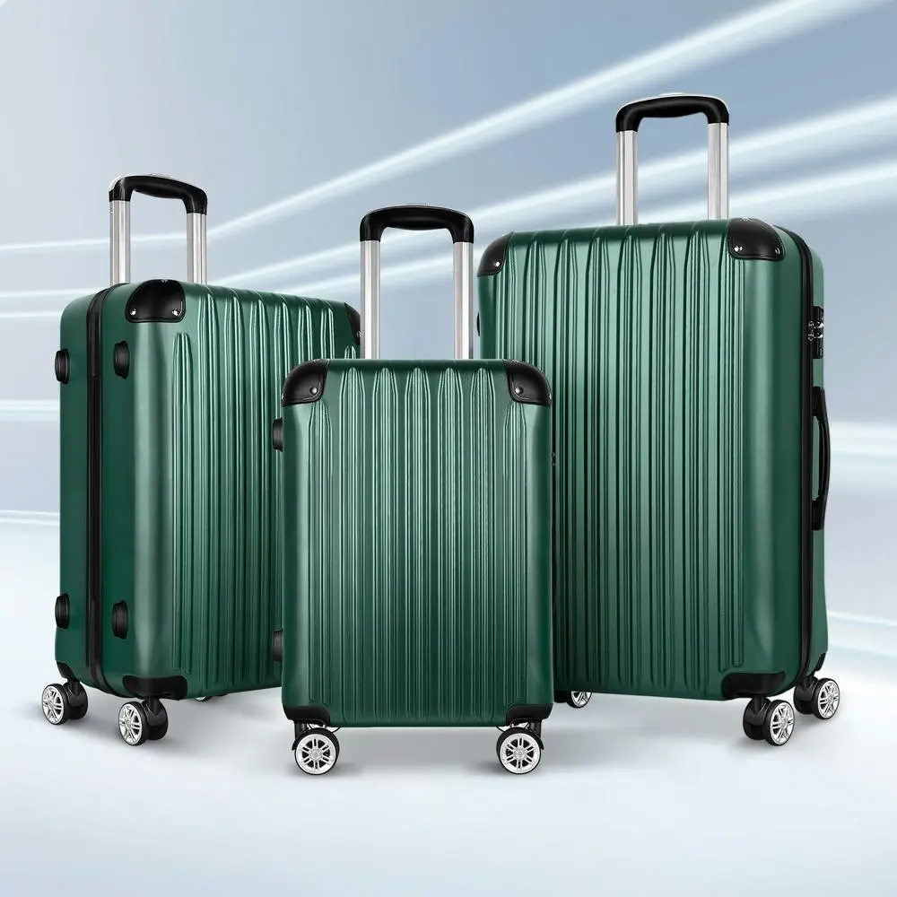 Alfordson 3PCS Luggage Suitcase Trolley Set Hard Case Travel Storage TSA Lock Voyage Pro Green - Fashion
