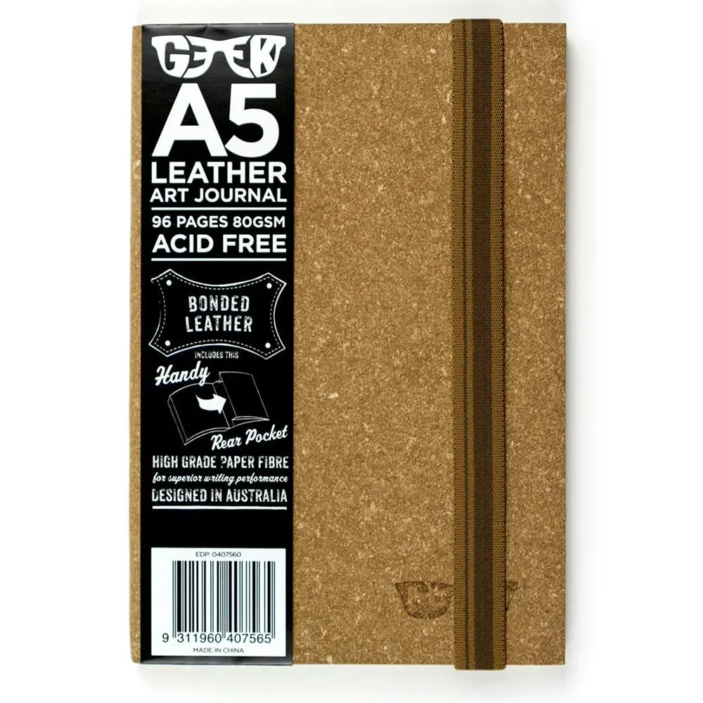 Geek Leather Cork Brown Art Journal A5 Home School Stationery Drawing/Design - Office