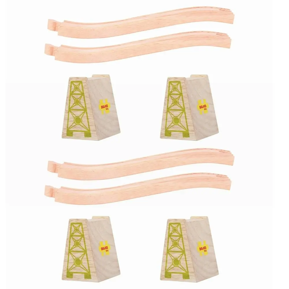 2x 4pc Bigjigs 23cm Rail Ascender/Descender Track Accessory Kids Wooden Toy 3y+ - Hobbies