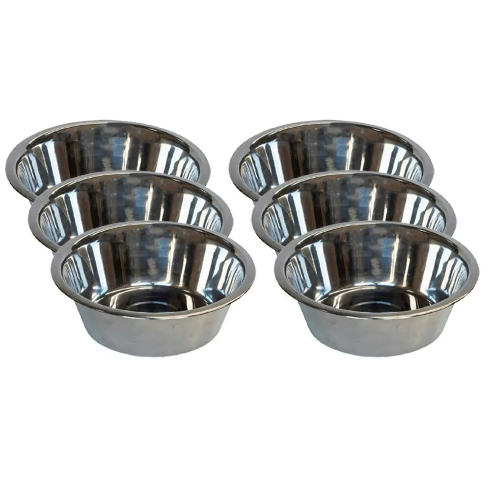 6x Superior Pet Essentials Economy Food-Grade Stainless Steel Dog Bowl 946ml
