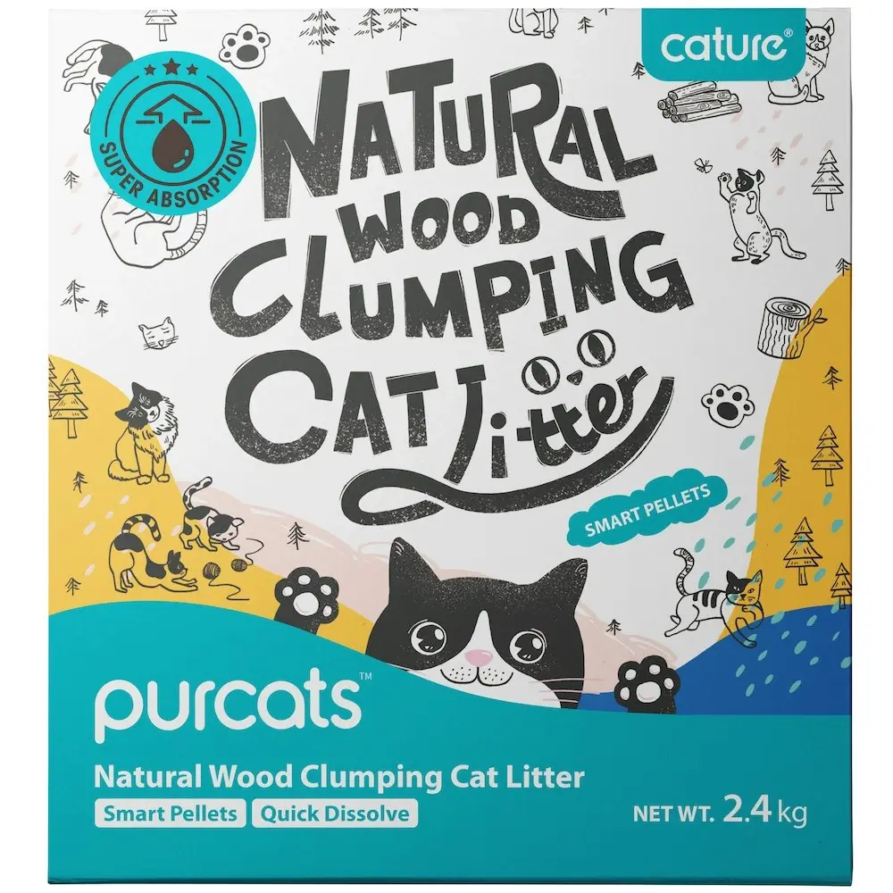 Cature Smart Pellets 6L/2.4kg Natural Wood Clumping Cat Litter Flushable Boxed - Pets