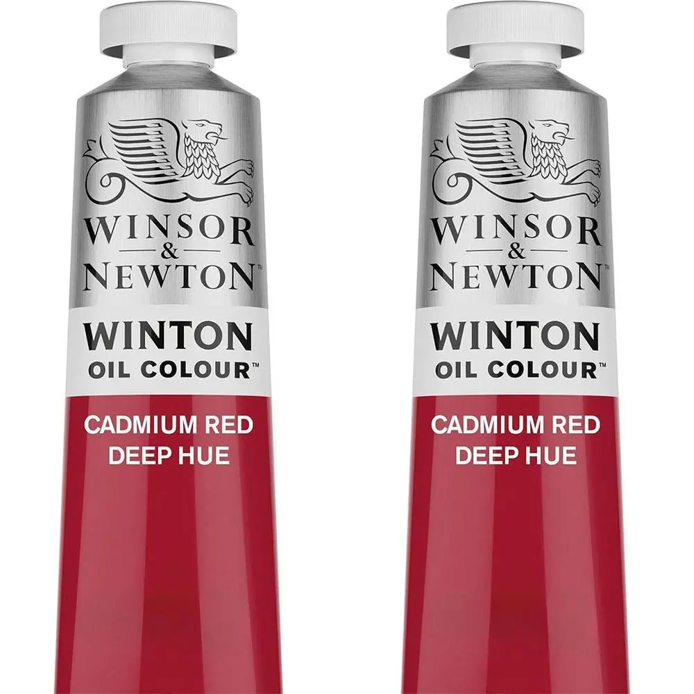 2x Winsor & Newton 200ml Winton Oil Colour Paint Artist Cadmium Red Deep Hue - Hobbies