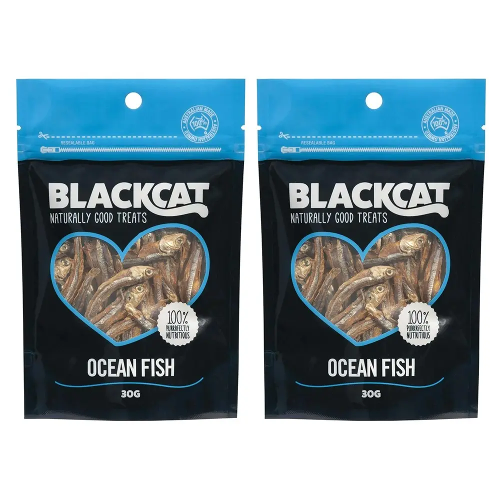 2x Blackcat Ocean Fish 30g Cat/Pet Healthy Treats/Food/Snack Training Reward Bag - Pets