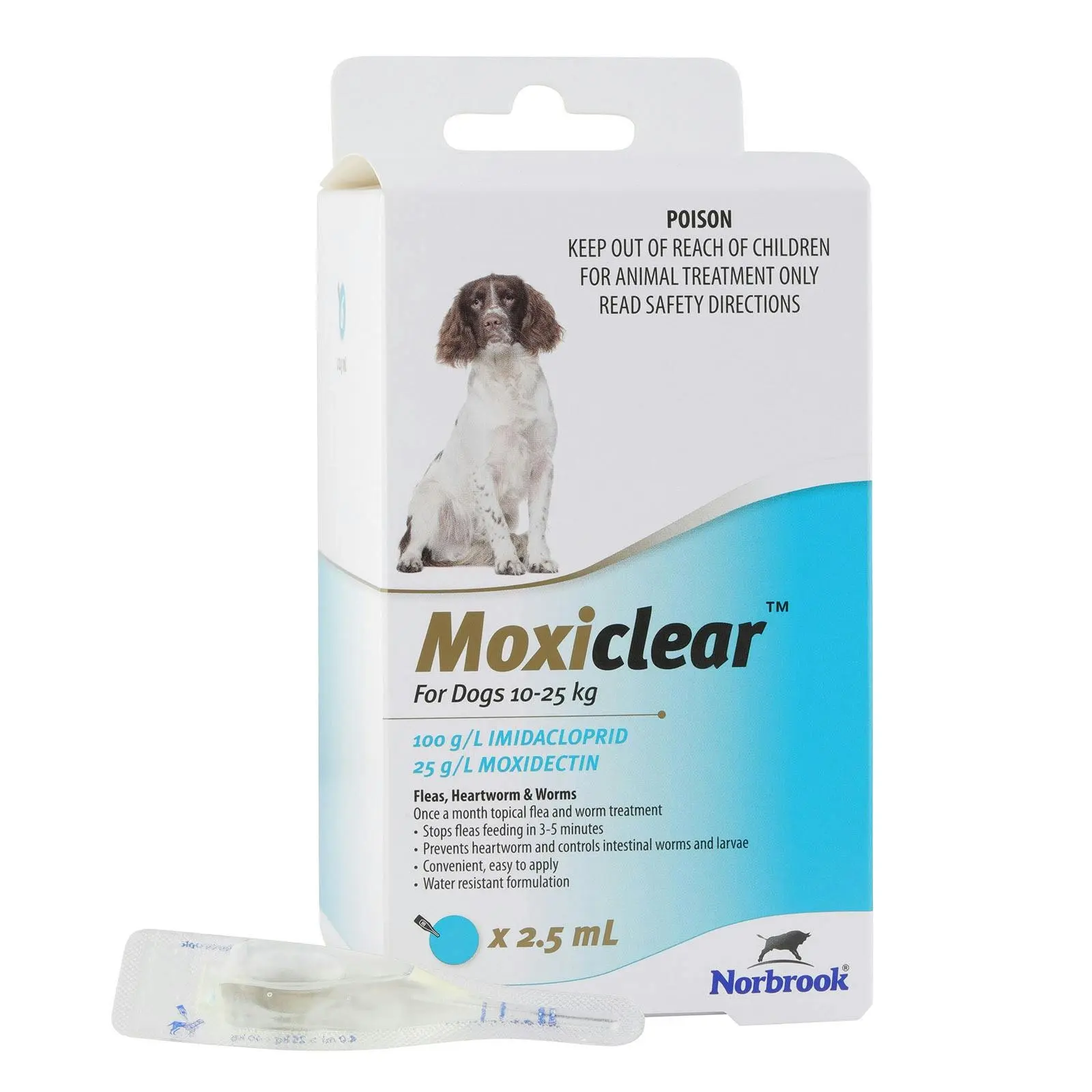 MOXICLEAR for Medium Dogs 10 to 25 Kg (BLUE) 3 Pipettes - Pets