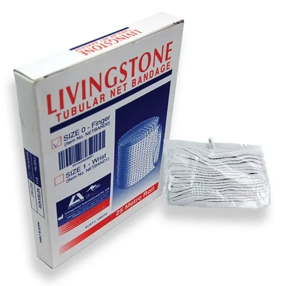 Livingstone Tubular Net Bandage Size A No. 0 Finger Flat Width 8mm 7.5m (unstretched) 25m (stretched) - Health