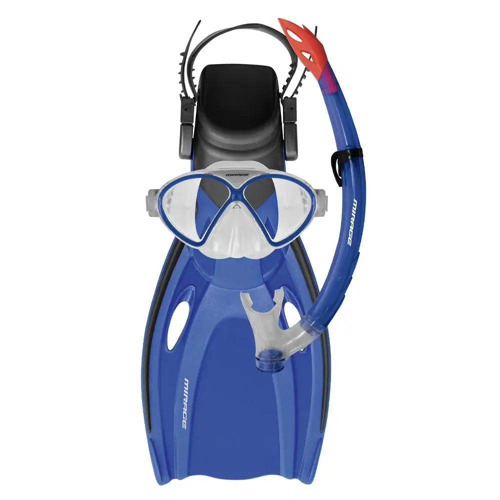 3pc Mirage Kids Junior Swmming Silitex Fins/Mask/Snorkel Set Comet Small Blue - Sports & Outdoor