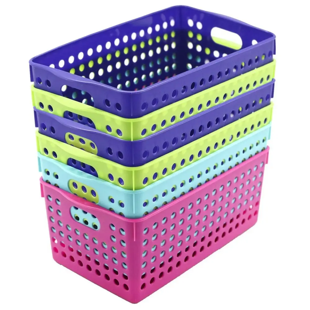6x Boxsweden 29x16.5cm Mode Neon Basket Organiser Storage w/ Carry Handle Asst - Home & Garden