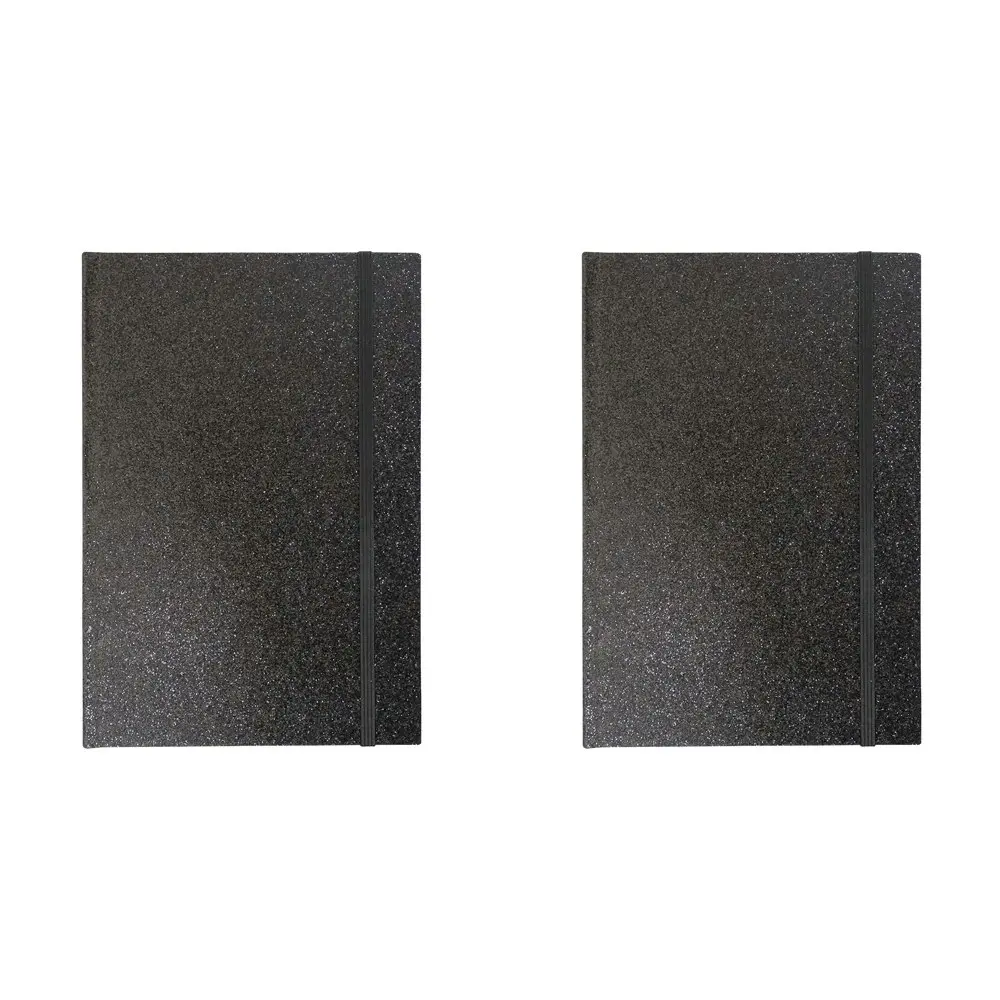 2x LVD 21cm Notebook A5 Journal Writing Paper Stationery 80 Pages Glitter Black - Office