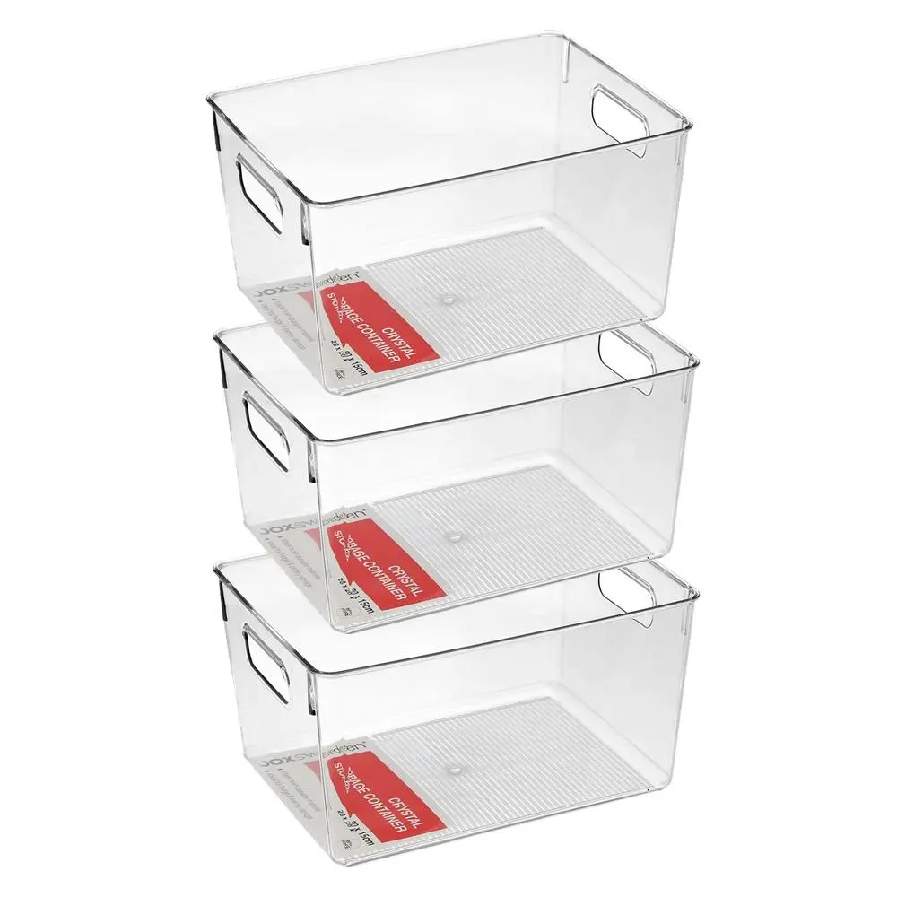 3x Boxsweden Crystal Plastic Storage Container 28cm LRG Fridge/Pantry Organiser - Home & Garden