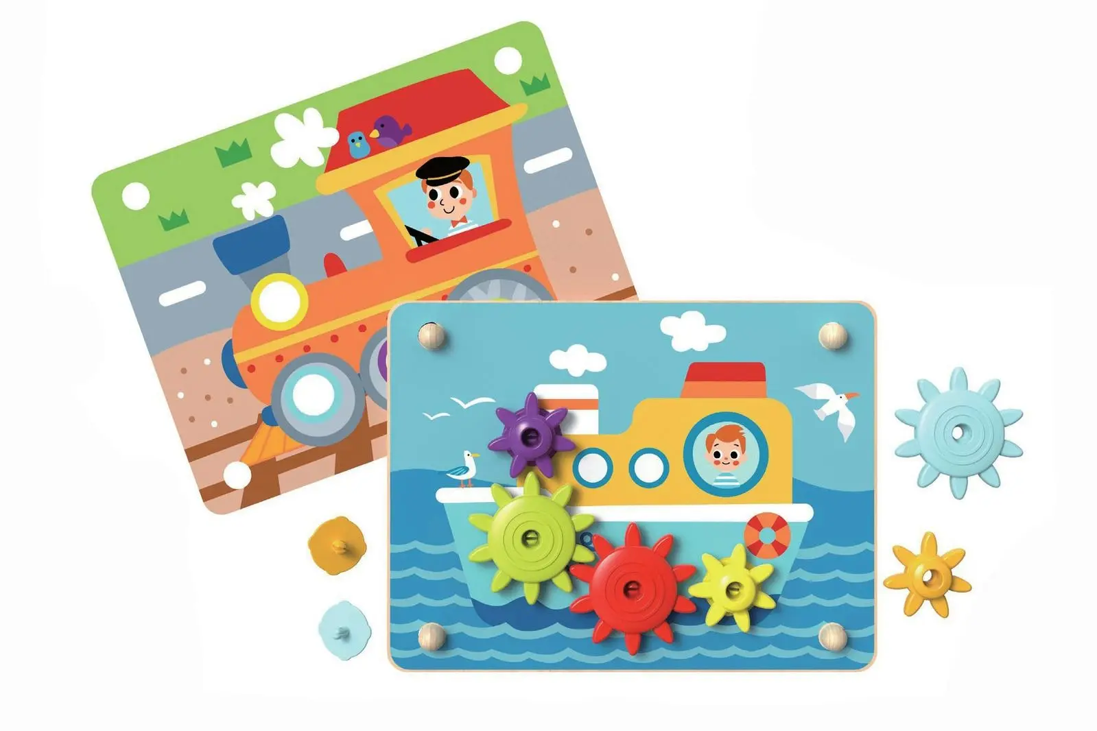 Tooky Toy Gear Game Double Sided Pictures Kids Educational Mechanical Toy 18m+ - Toys & Games