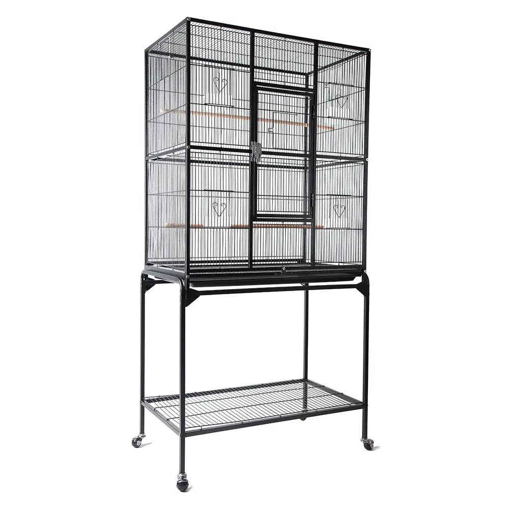 Salesbay Rolling Large Bird Cage Cockatiel Conure Aviary W/detachable Stand Storage Shelf - Pets