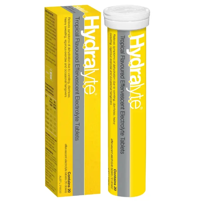 Hydralyte Electrolyte Effervescent Tropical 20 Tablets - Health