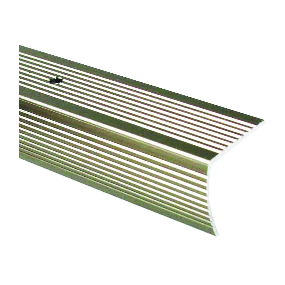 43880 Stair Edging, 72 in L, 1-1/8 in W, 1-1/8 in H, Aluminum, Pewter