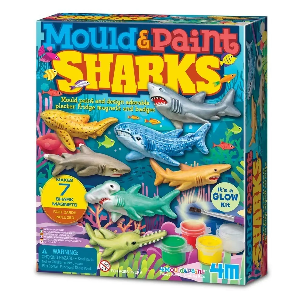 4M Mould & Paint Animal Sharks Kids/Children Art Craft Activity Fun Play Toy 5y+ - Hobbies