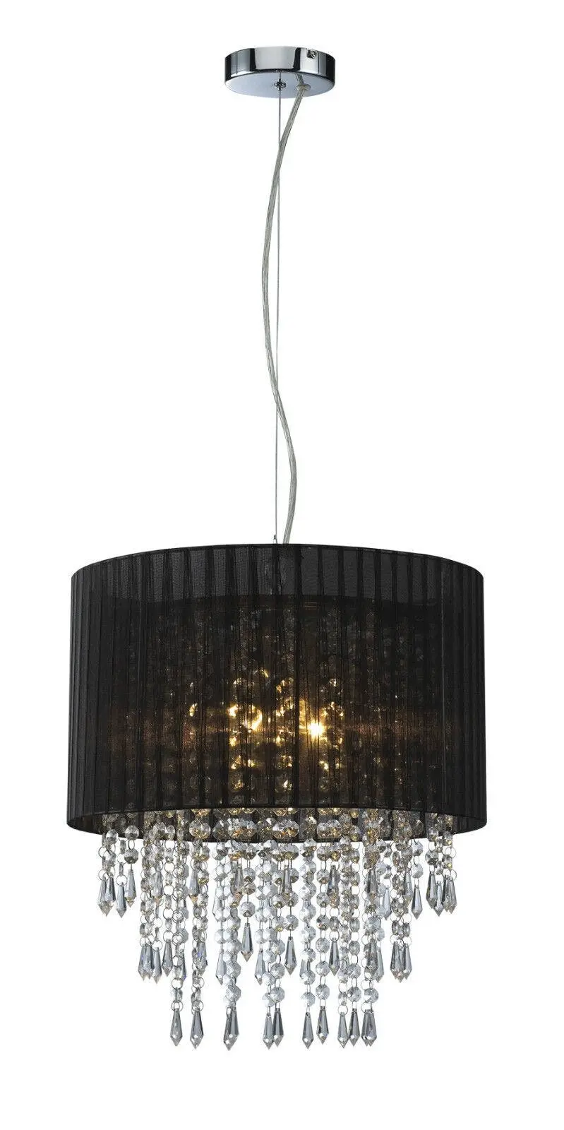 Fin Black Organza & Hanging Beaded Ceiling Lamp Light Fitting** - Home & Garden