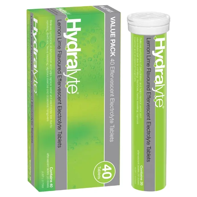 Hydralyte Lemon Lime Effervescent Electrolyte Tablets 40 Pack - Health