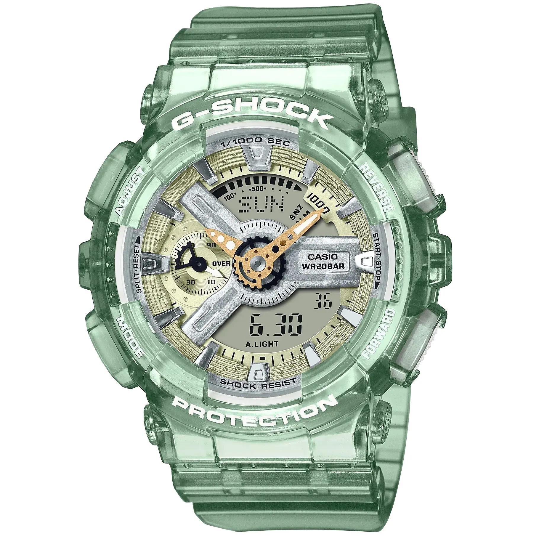 G-Shock S-Series Transparent Green Unisex Digital Sports Watch GMA-S110GS-3A