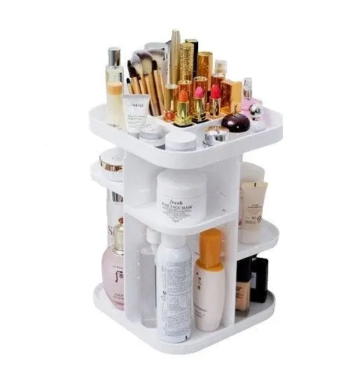 Carla Home 360 Rotating Large Capacity Makeup Organizer for Bedroom and Bathroom (White) - Fashion