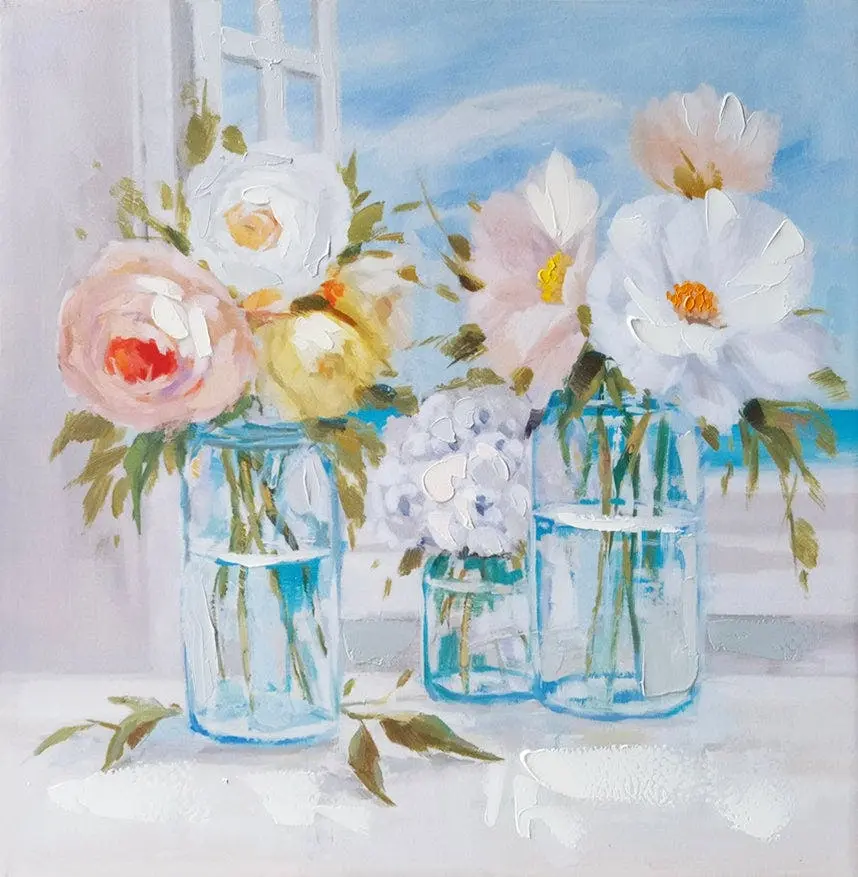 Bouquet in vase Hand Painting Picture - Home & Garden