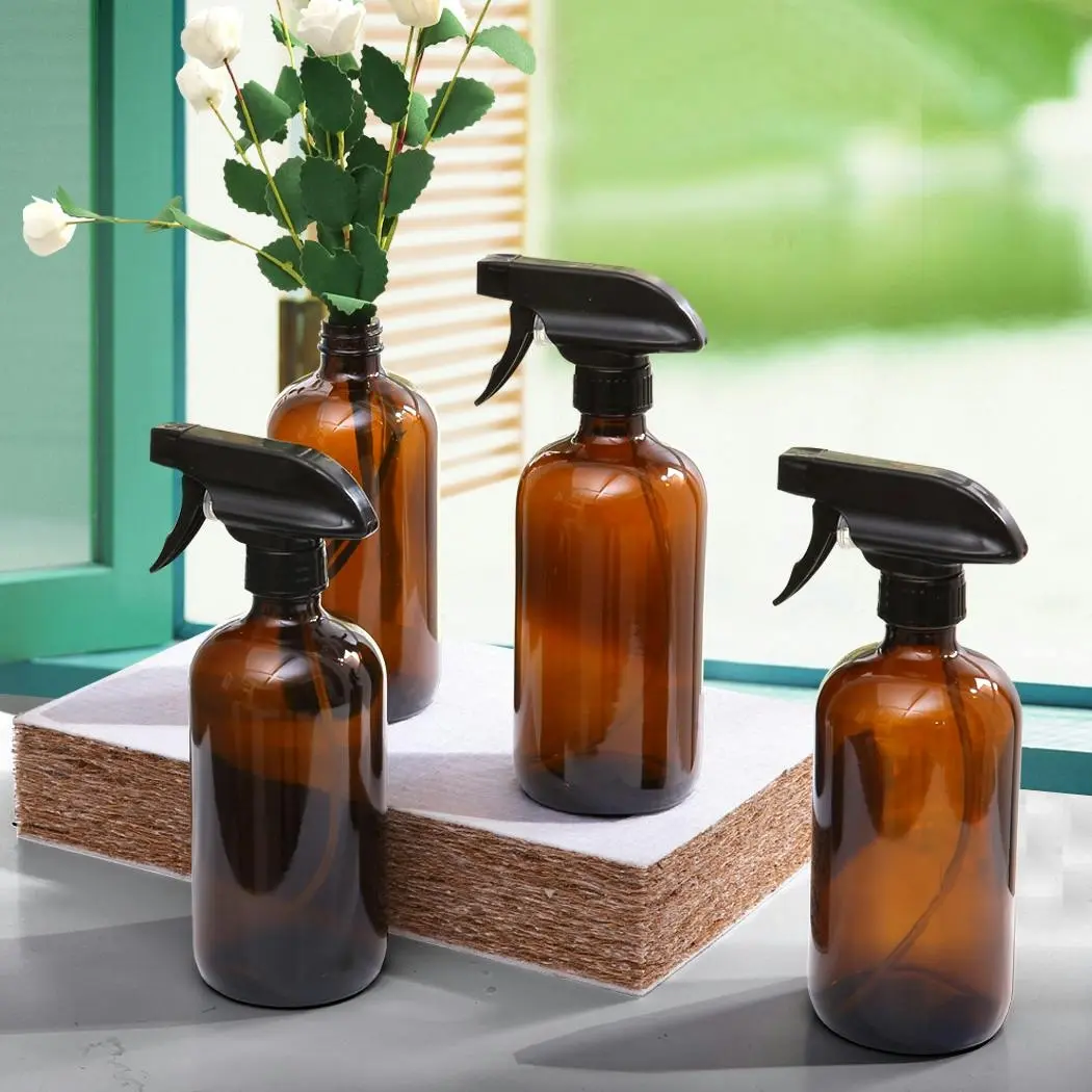 Traderight Group 4x 500ml Amber Glass Spray Bottles Trigger Water Sprayer Aromatherapy Dispenser - Beauty