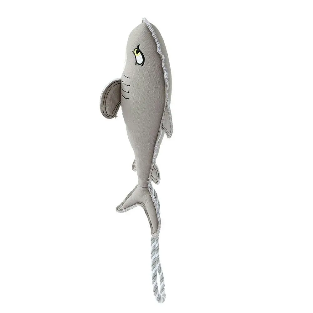 Paws & Claws Pet/Dog 60cm Savage Shark Canvas Rope Tugger Toy w/ Squeaker Grey - Pets