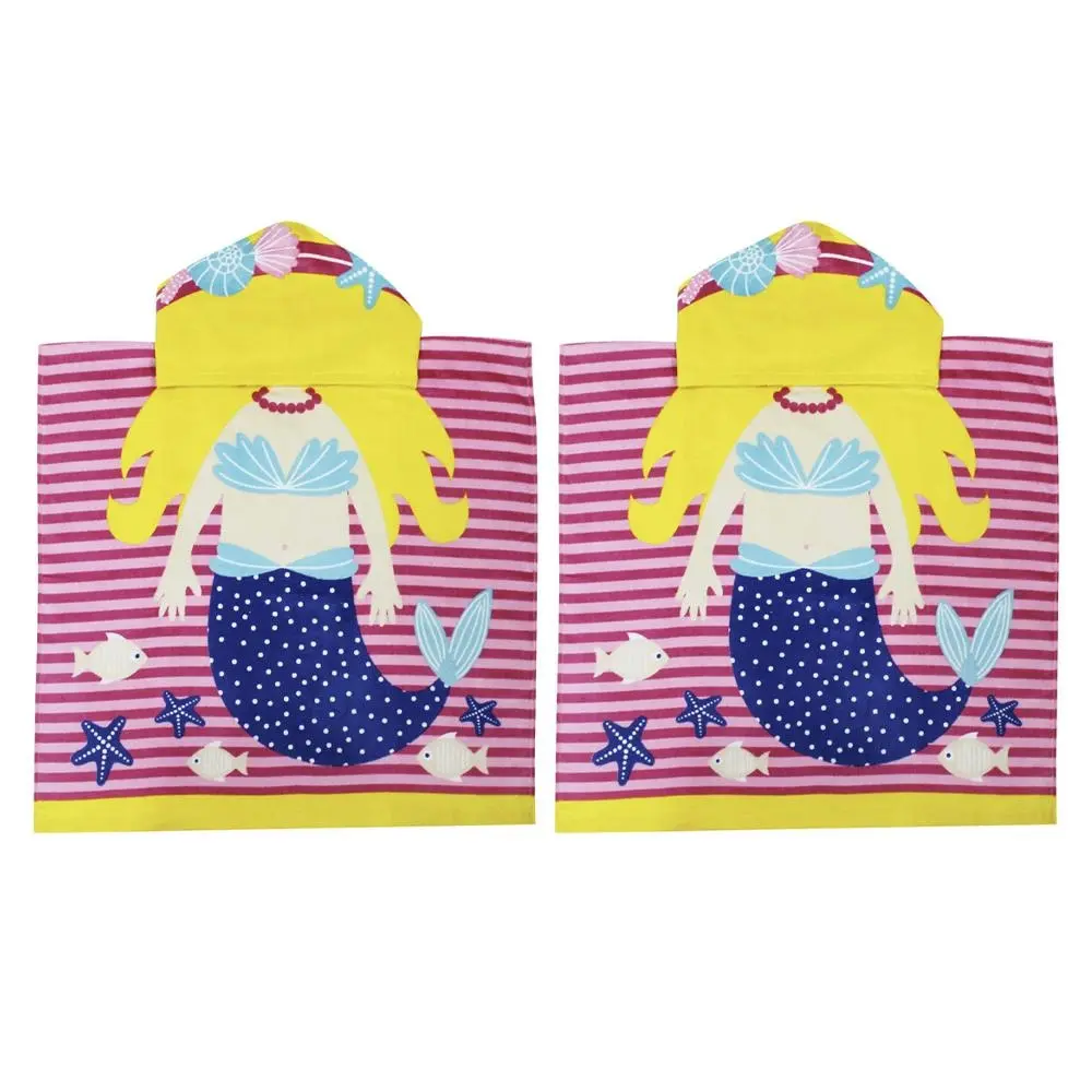 2x Onkaparinga Kids 60x120cm Absorbent Hooded Beach/Swim Towel Ocean Mermaid - Home & Garden