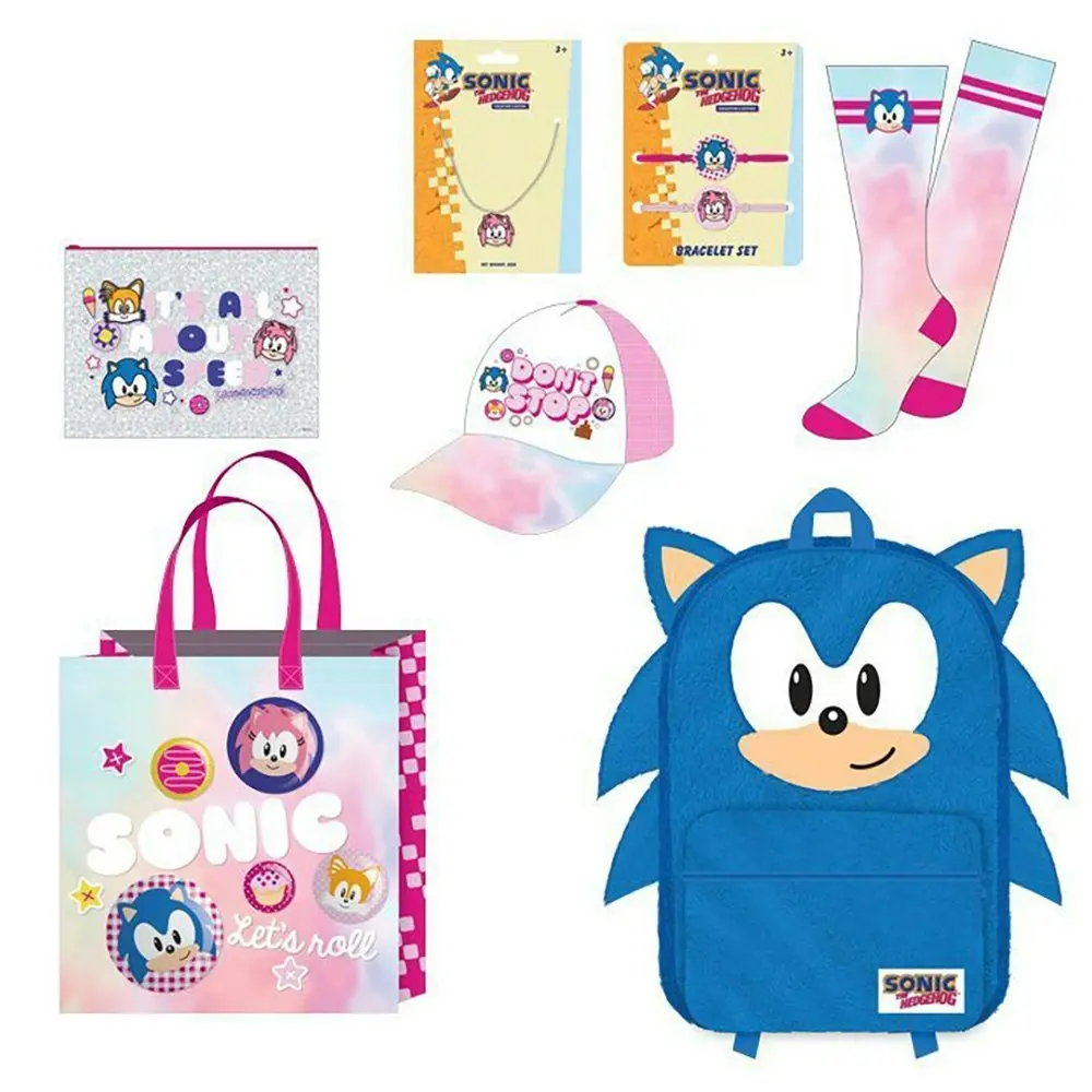 Sonic Girls Kids Showbag Backpack/Bracelet Set Cap/Necklace Socks Pencil Case - Fashion
