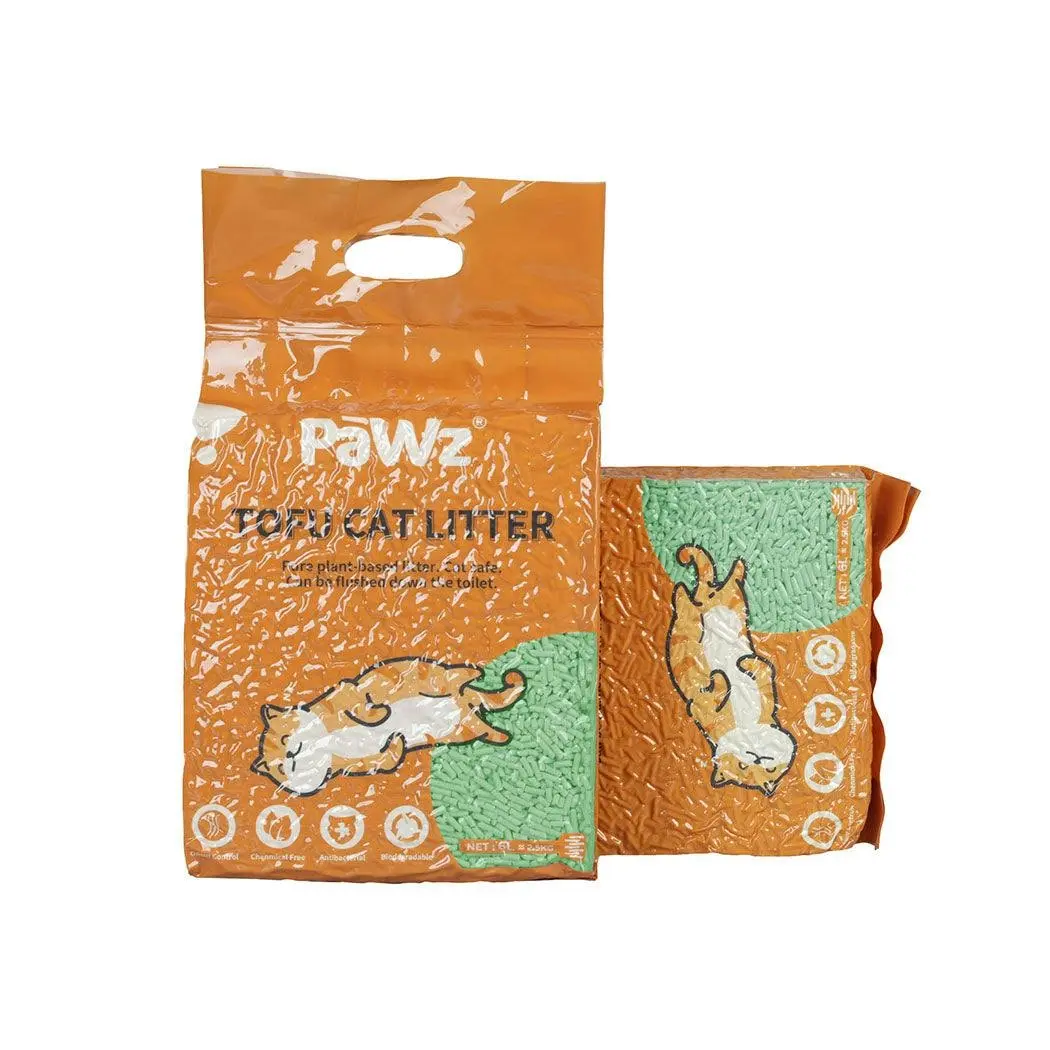 Pawz 2.5kg Tofu Cat Litter Clumping Flushable Fast Super Absorbent Green Tea x6 - Pets