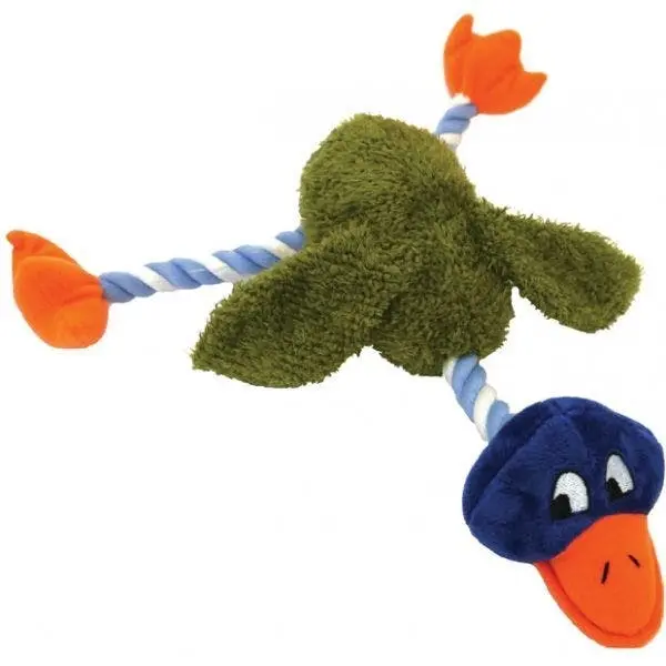 Rosewood 42cm Rope Delia Duck Plush Dog Pet Toy Interactive Squeaker Fun Play - Pets