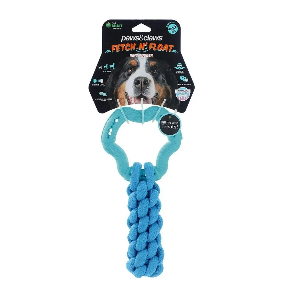 Paws & Claws Fetch N' Play Ring + Rope Tugger Dog/Pet Toy Assorted 24x12x6cm - Pets