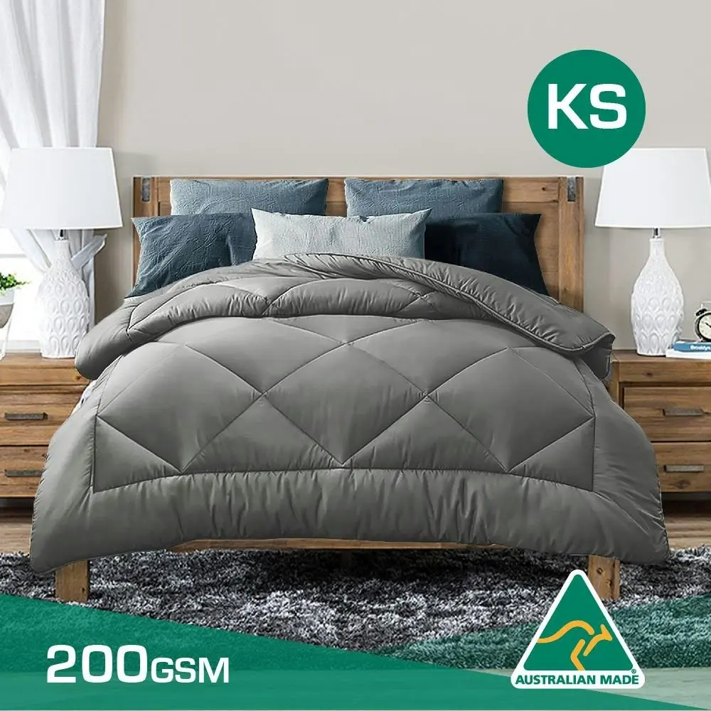 King Single Size Aus Made Summer Weight Soft Bamboo Blend Quilt Grey Cover - Home & Garden