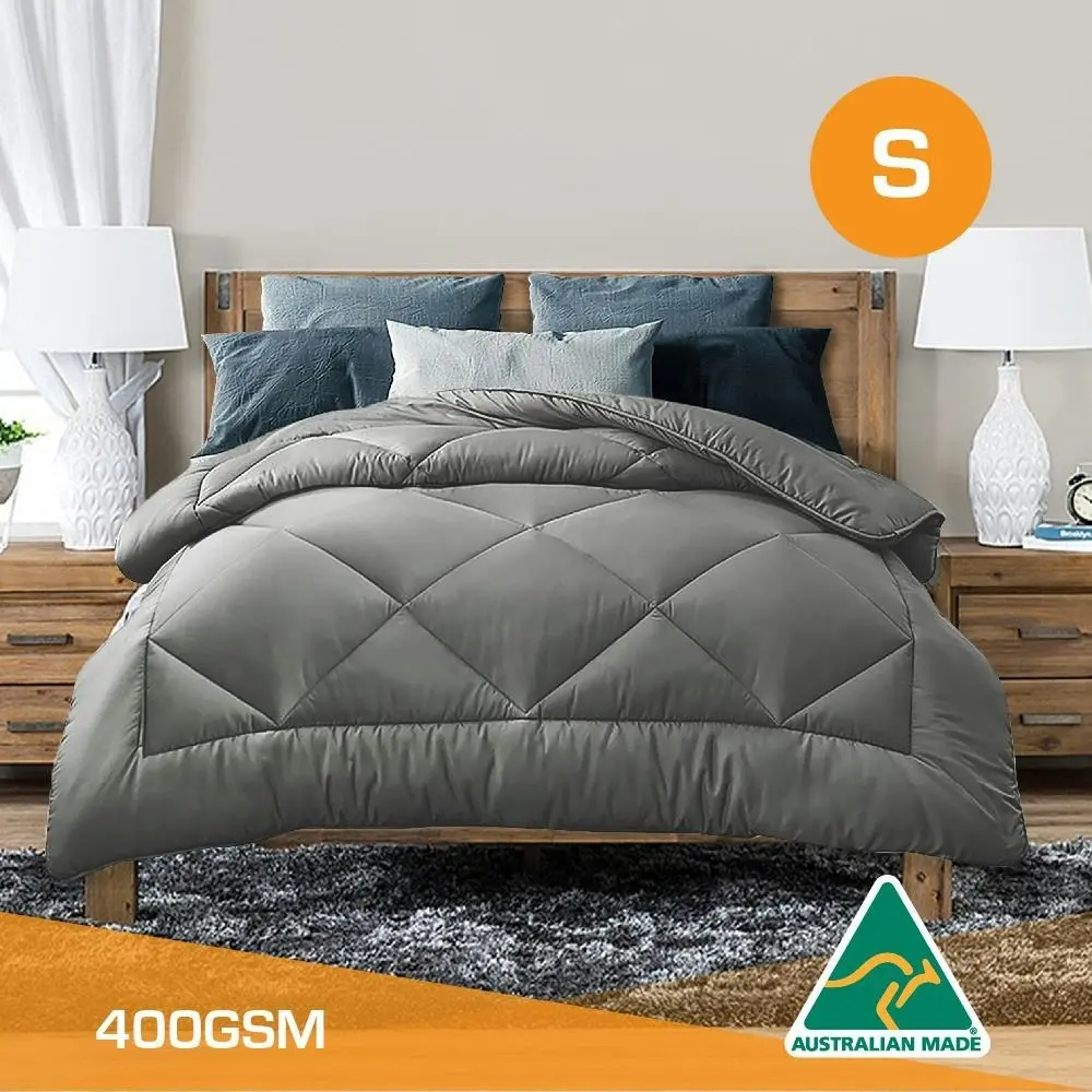 Single Size Aus Made All Season Soft Bamboo Blend Quilt Grey Cover - Home & Garden