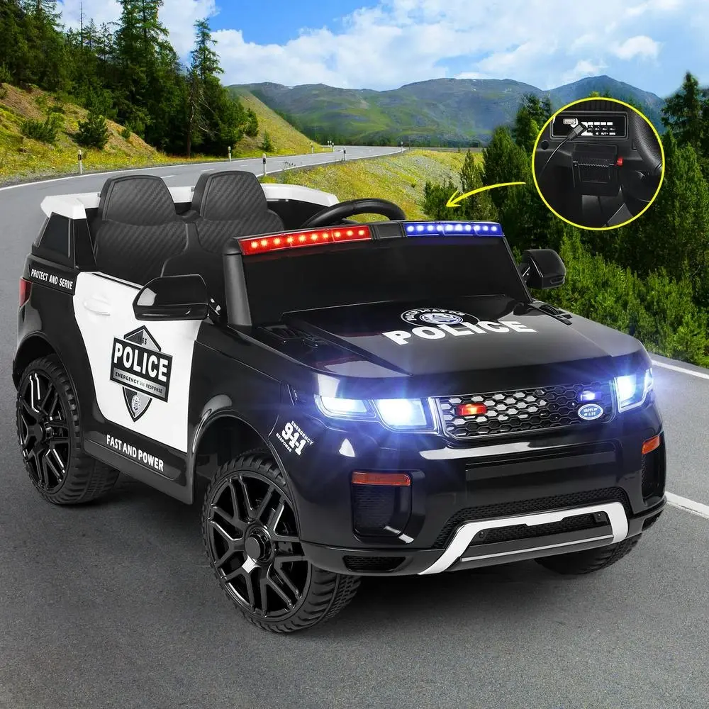 Alfordson Ride On Car Kids Police 12V Electric Toy Black - Toys & Games
