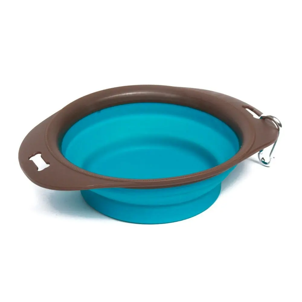 M-Pets 750ml Foldable Travel Portable Pet Dog/Cat Food/Water Bowl Blue Medium