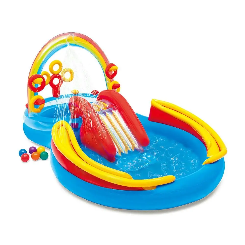 Intex Rainbow Ring 2.97m Play Centre Inflatable Swimming Pool Outdoor Kids 3y+ - Home & Garden