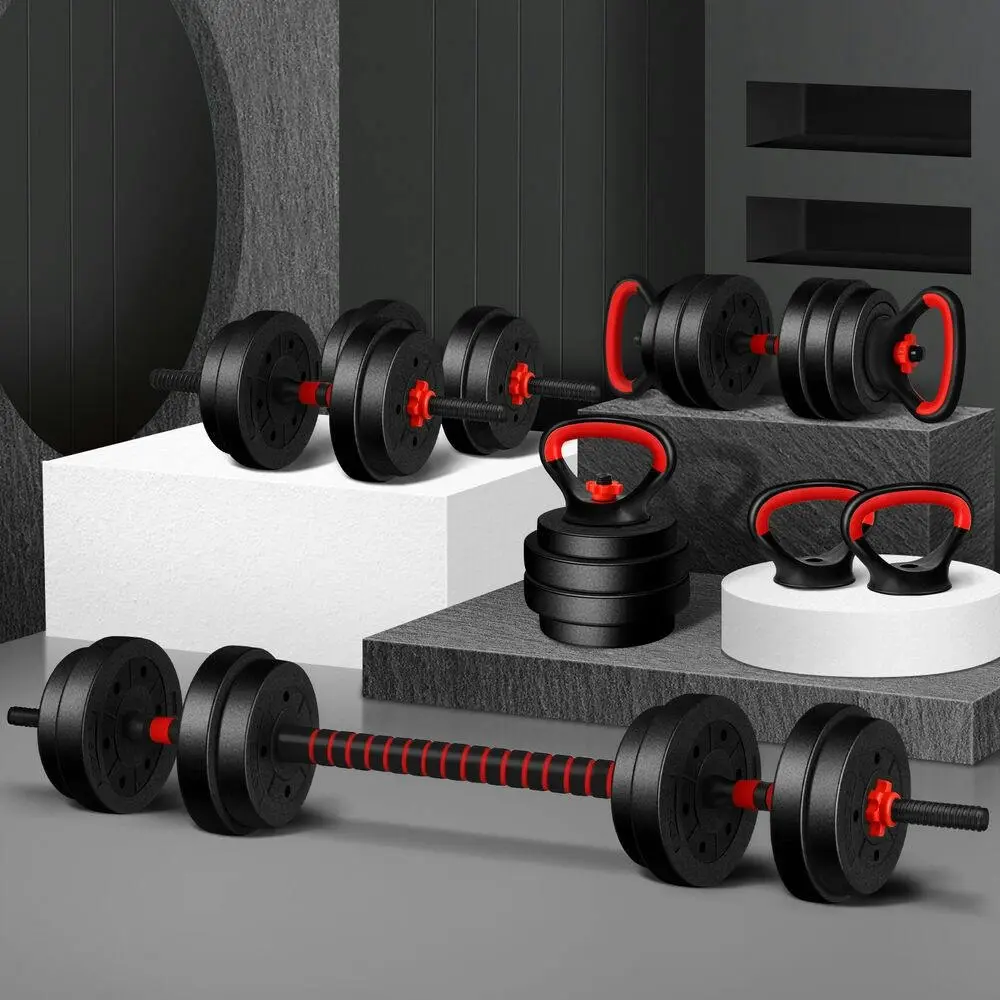 Black Lord 20kg Dumbbell Set 7in1 Adjustable Barbell Kettlebell - Sports & Outdoor