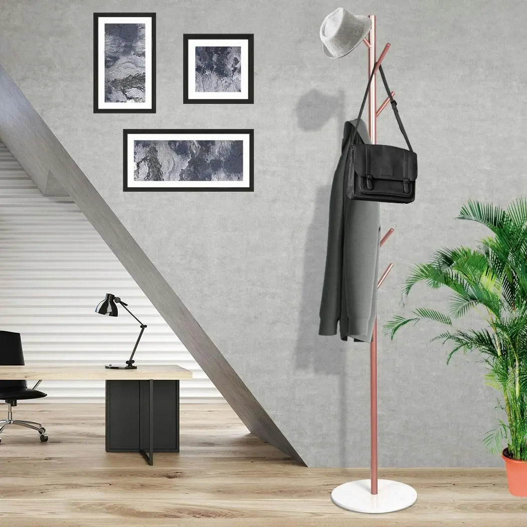 Levede Coat Rack Hat Clothes Stand Hanger Garment Hook Metal Organizer Rose Gold - Home & Garden