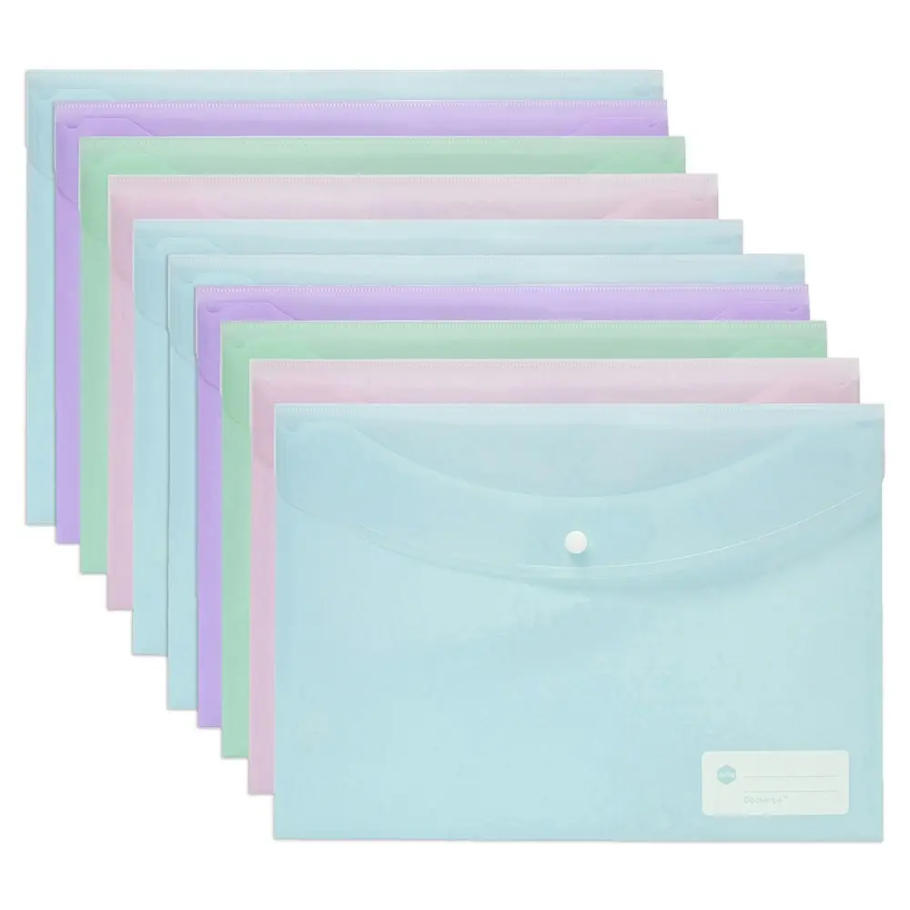 10PK Marbig Transparent Doculope Clip Folder Document Wallet A4 Assorted Pastels - Office
