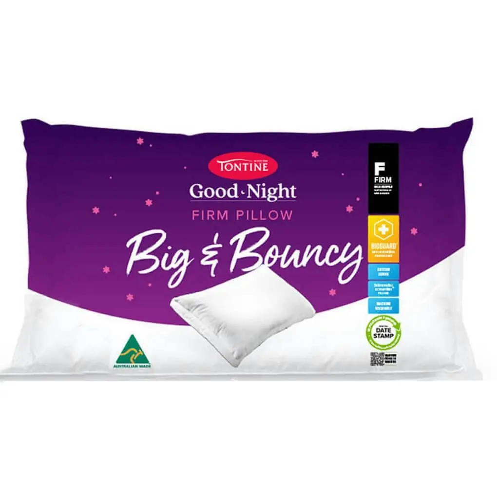 Tontine Good Night Big & Bouncy Firm Soft Sleeping Pillow w/ Cotton Cover White - Home & Garden