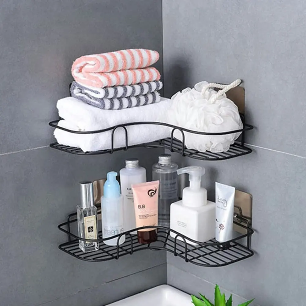 Corner Shower Caddy Shelf Rack Storage with 2 hooks - Home & Garden