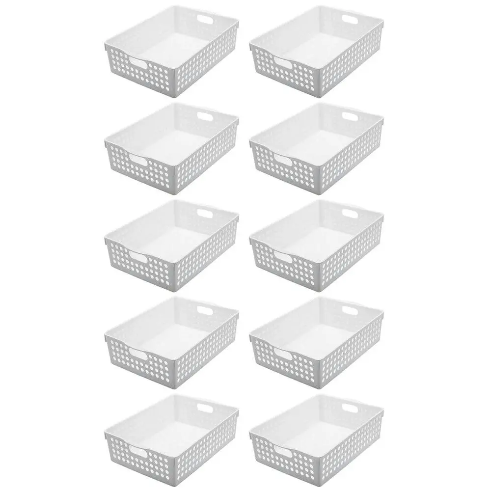 10PK Boxsweden 30cm Mode Basket Home Storage/Holder Cleaning Room Organiser WHT - Home & Garden
