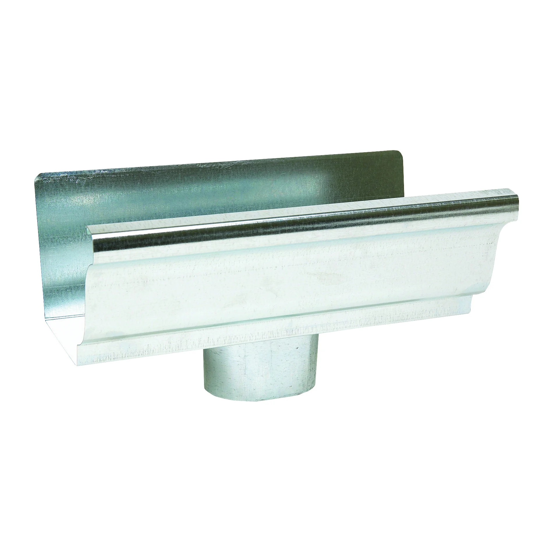 29010 Gutter End with Drop, 6-1/2 in H x 10 in W, 5-1/2 in L, K-Style Gutter System, Steel, Metallic