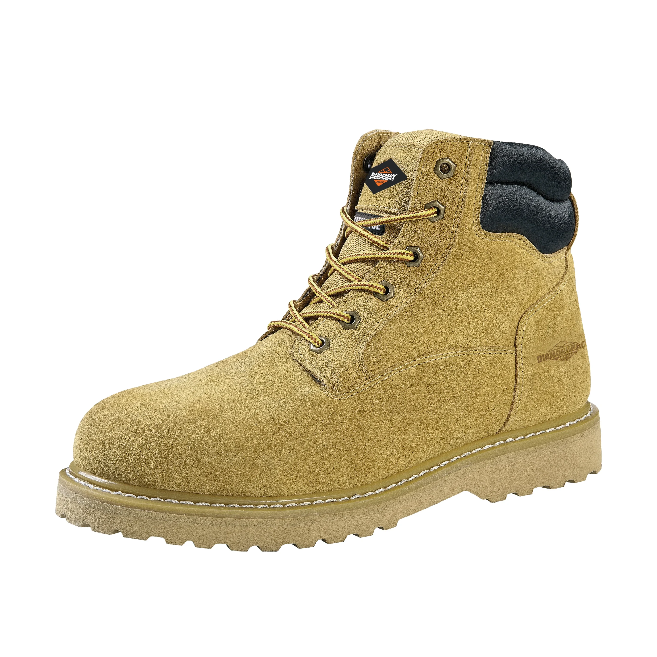 1-9 Work Boots, 9, Extra Wide W, Tan, Suede Leather, Lace-Up, With Lining