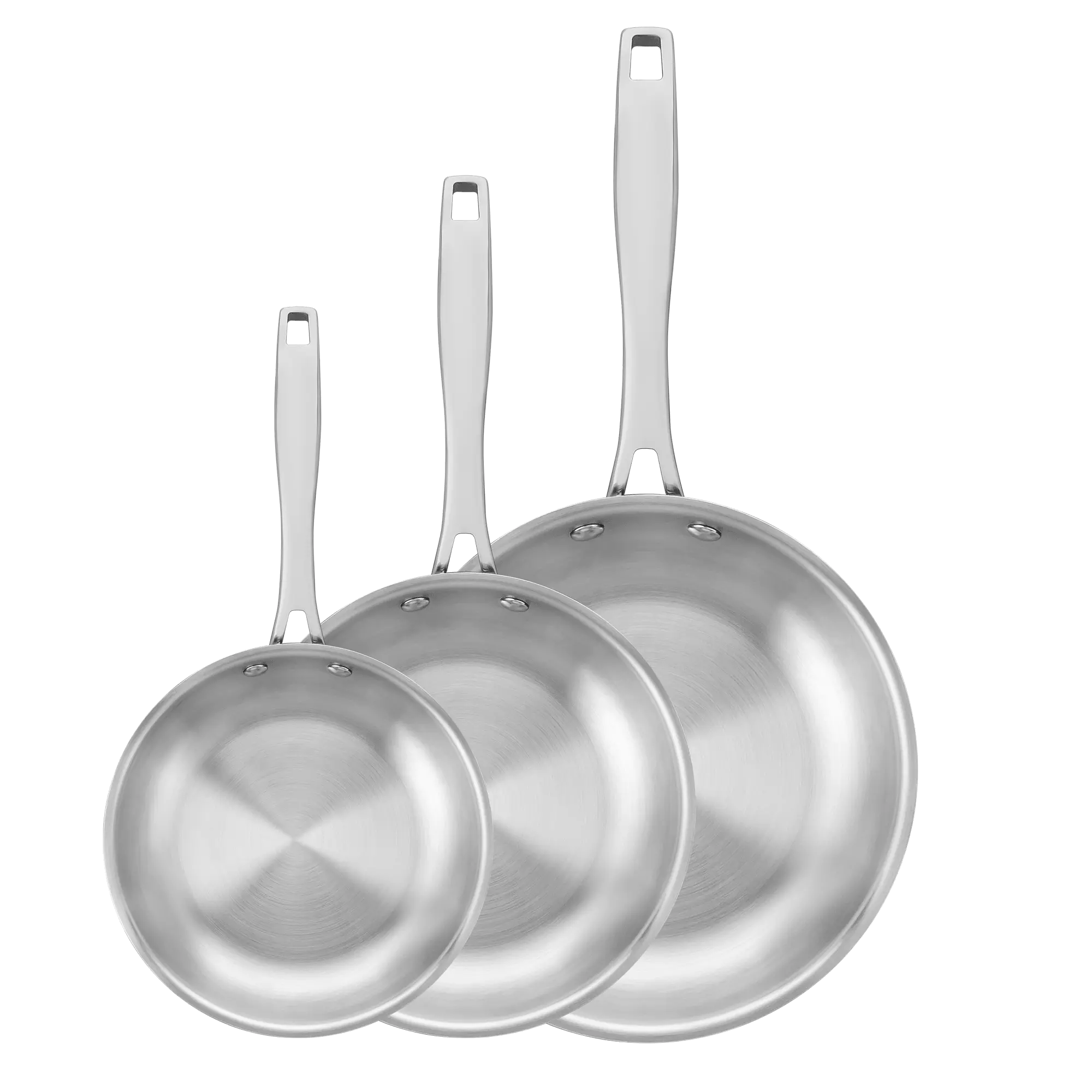 Grano Try-Ply Clad Stainless Steel 3-Piece Frying Pan Bundle, 20cm, 26cm and 30cm