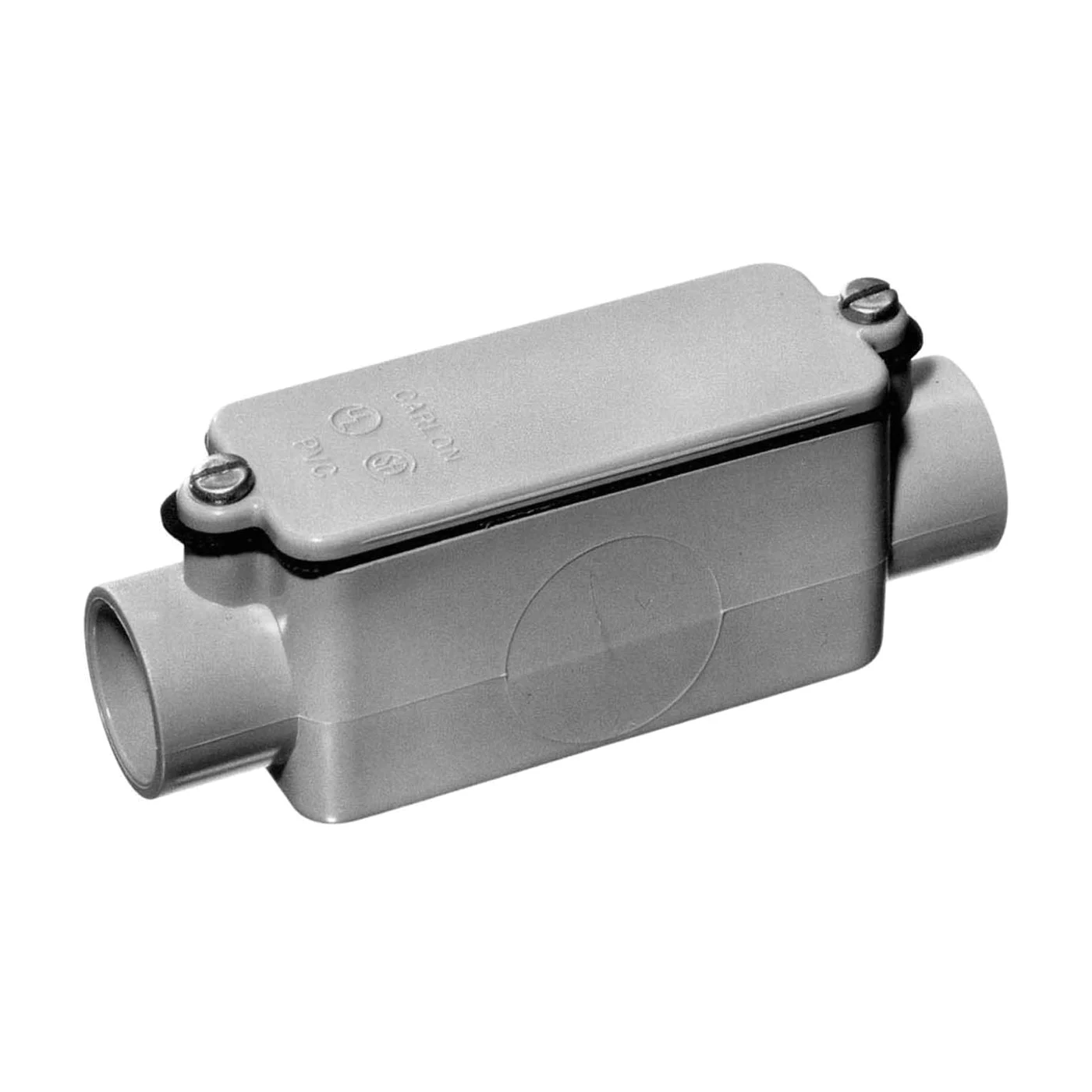 E987G-CAR Conduit Body, Rigid, 1-1/4 in Hub, 8-21/32 in OAL, PVC, Gray