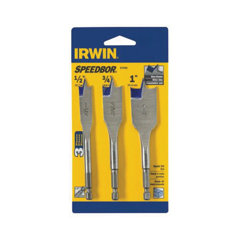 87950 Spade Bit Set, Standard, 3-Piece, HSS, Bright