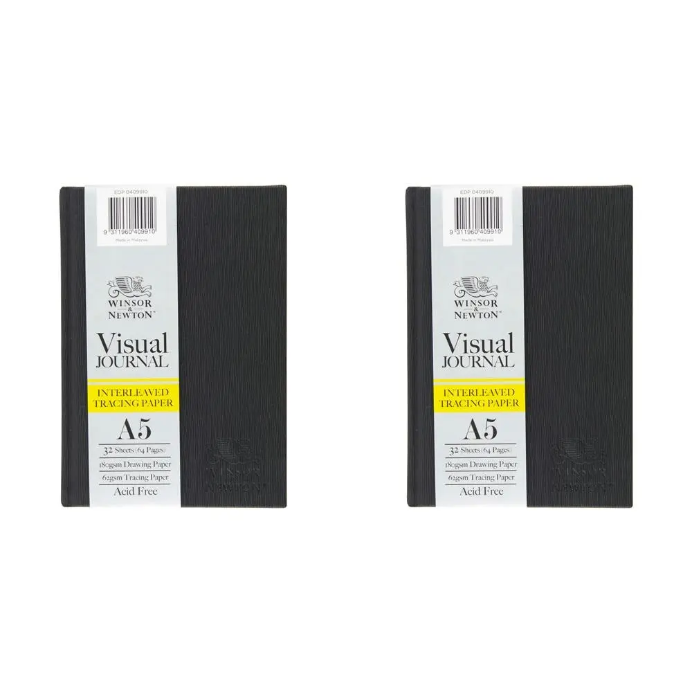2x Winsor And Newton Hardbound Interleaved Tracing Paper Visual Journal A5 64-Pages